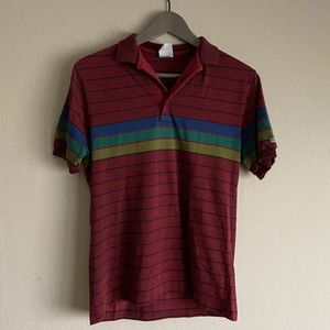 80s Primary Color Stripe Polo T-Shirt